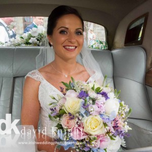 bride in car