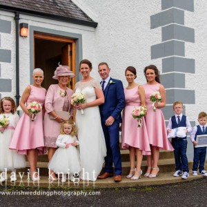 bridal party arriving to church