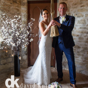 bride and groom in Bell Tower